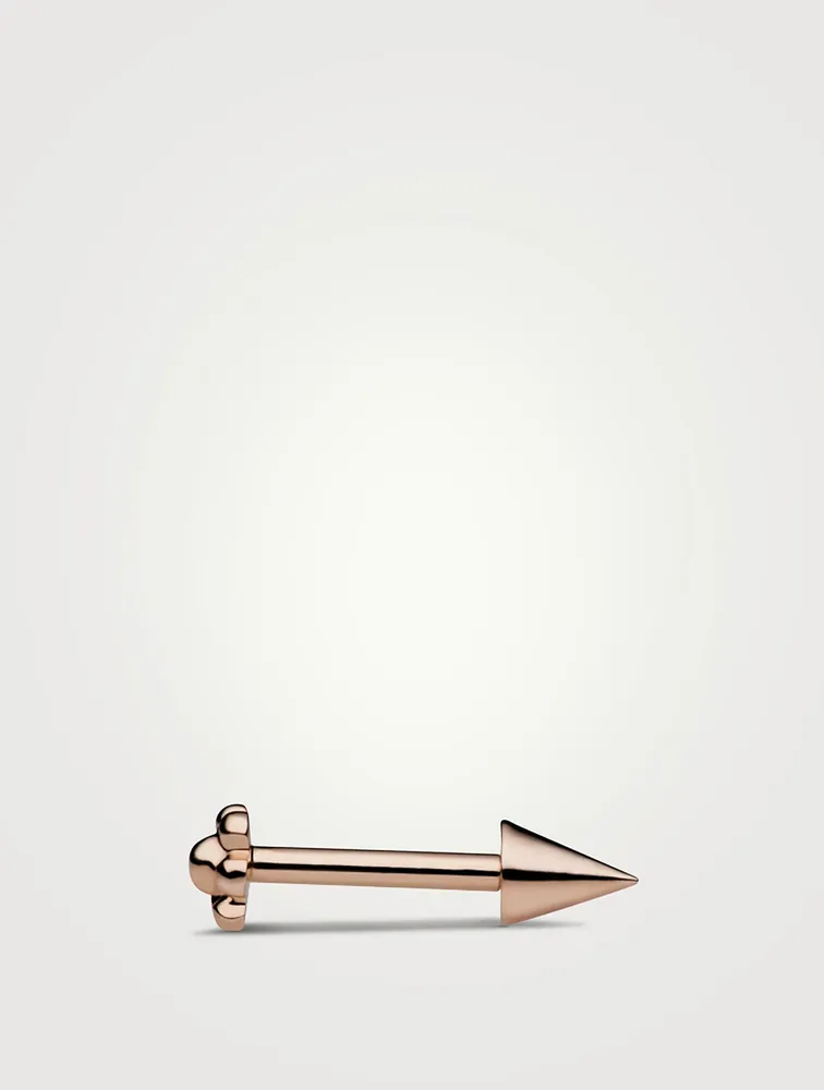 14K Gold Short Spike Threaded Stud Earring
