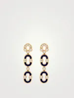 Magnetic 18K Gold Duo Earrings With Malachite And Diamonds