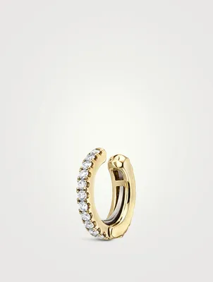 18K Gold Eternity Tash Cuff Earring With Diamonds