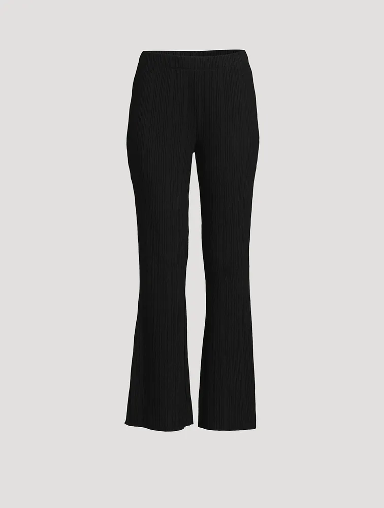Rib-Knit Flared Pants