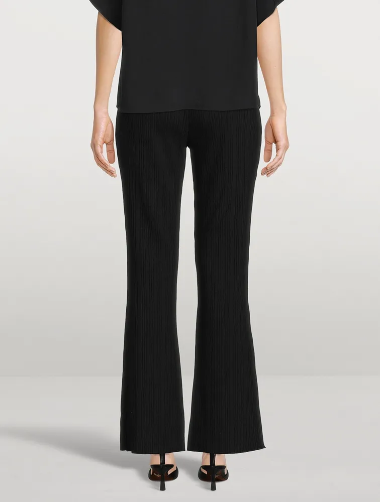 Rib-Knit Flared Pants