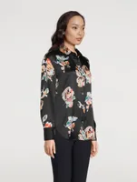 Silk Shirt Ikate Floral Print