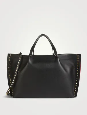 Rockstud Leather Tote Bag