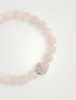 Bohème Rose Quartz Beaded Bracelet With Silver Topaz Moon Charm