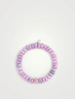 Bohème Lavender Opal Beaded Bracelet With Silver Charm