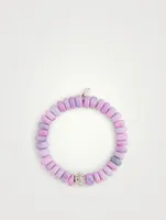 Bohème Lavender Opal Beaded Bracelet With Silver Charm