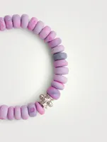 Bohème Lavender Opal Beaded Bracelet With Silver Charm