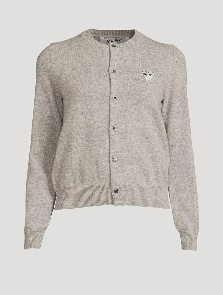 Embroidered Heart Wool Cardigan