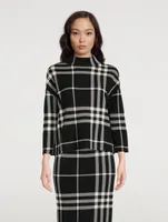Plaid Jacquard Funnelneck Sweater