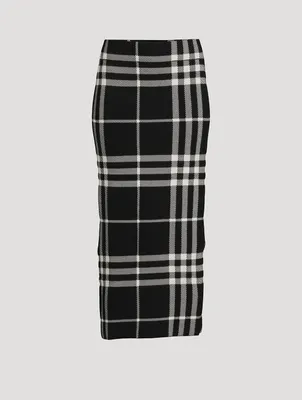 Plaid Jacquard Knit Pencil Skirt