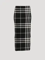 Plaid Jacquard Knit Pencil Skirt