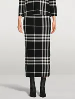 Plaid Jacquard Knit Pencil Skirt
