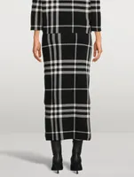Plaid Jacquard Knit Pencil Skirt