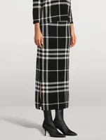 Plaid Jacquard Knit Pencil Skirt