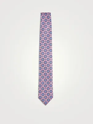 Silk Tie In Geometric Print