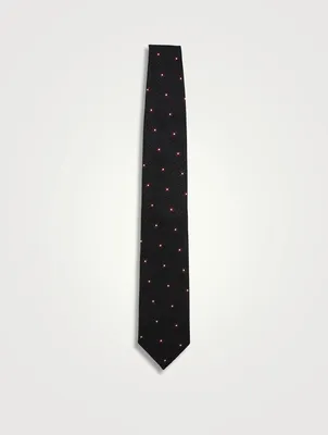 Silk Tie In Polka Dot Print