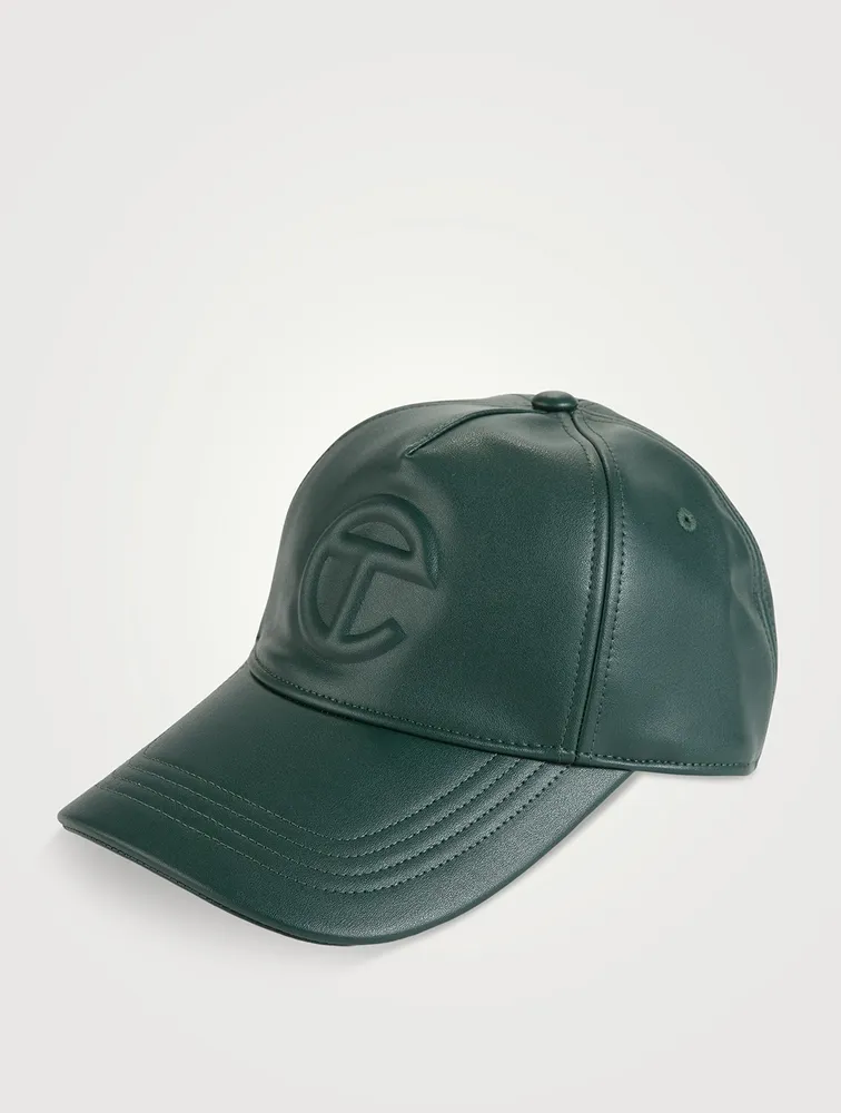 Faux Leather Embossed Logo Baseball Cap