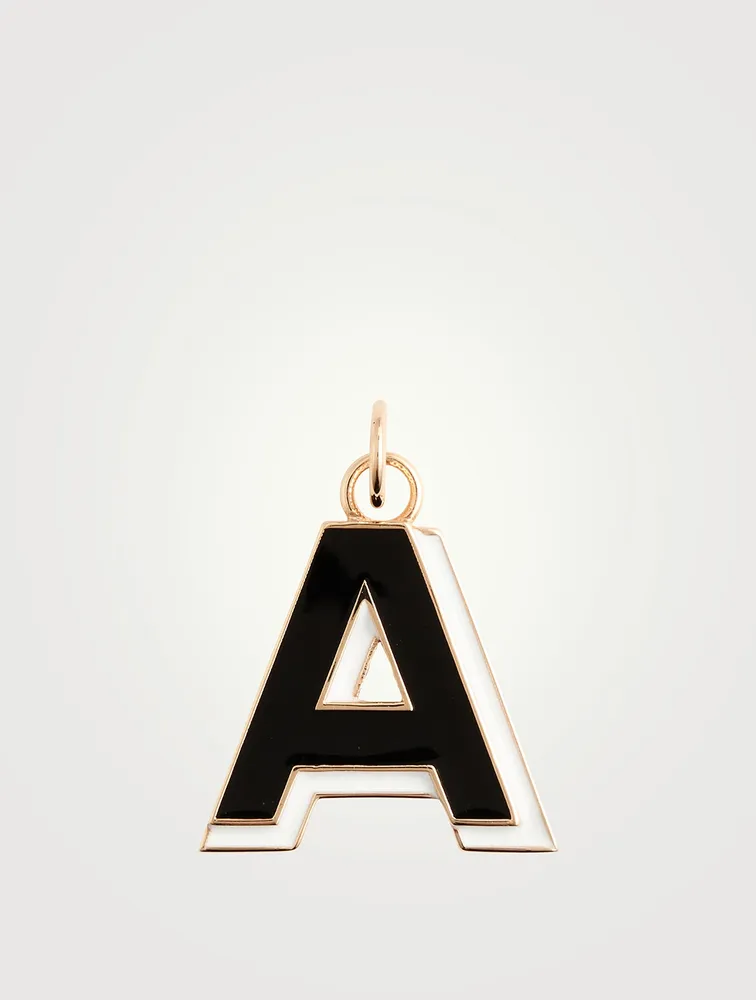 14K Gold Double Enamel Letter Shadow Charm