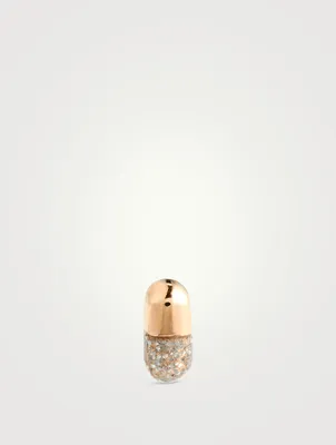 14K Gold Tiny Pill Stud Earring