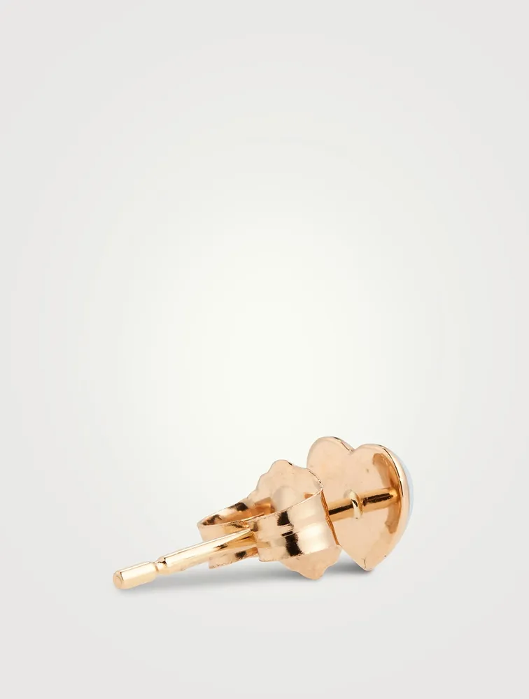 14K Gold Mini Puffy Heart Stud Earring