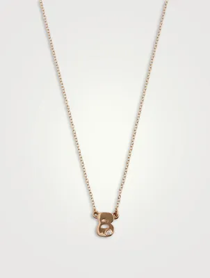 14K Gold Mini Stellar Letter 'B' Necklace With Diamonds