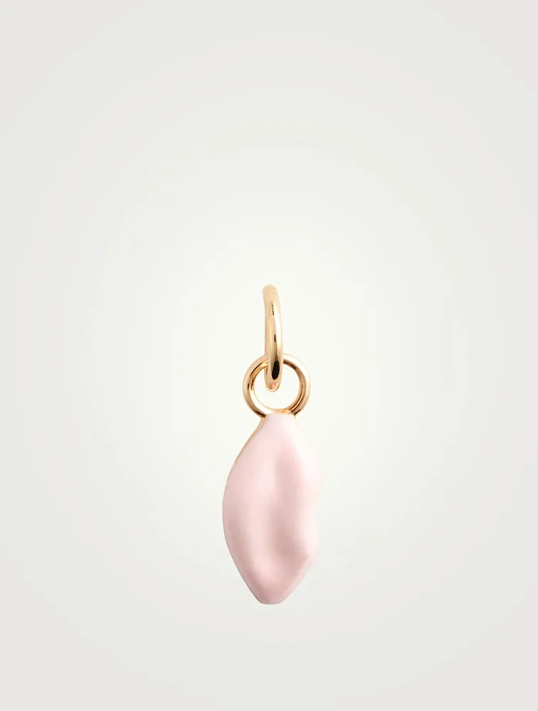 14K Gold Enamel Lip Charm