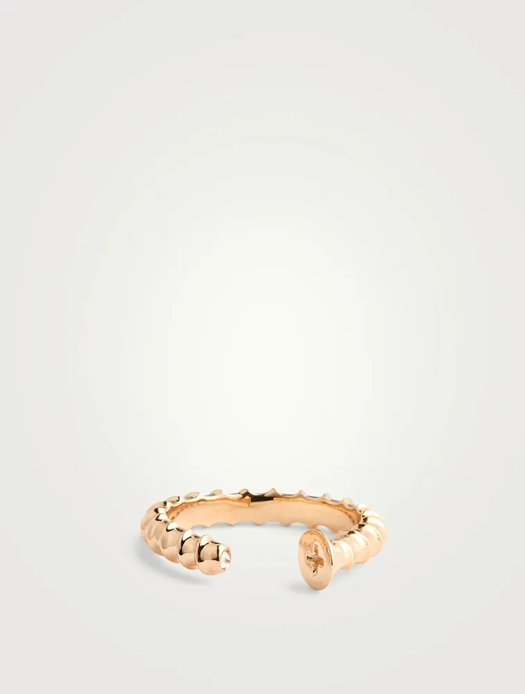 14K Gold Screw Ring With Diamond