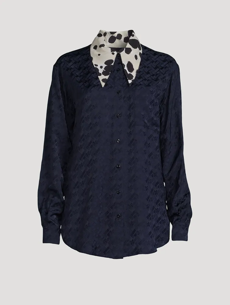 Contrast Collar Printed Shirt
