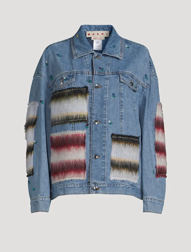 Denim Jacket With Mohair Patches