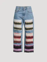 Wide-Leg Jeans With Mohair Patches