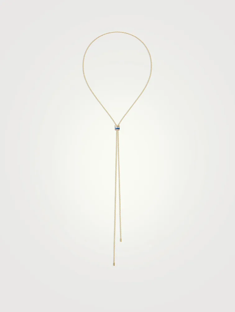 Large Quatre Blue Edition 18K Gold Tie Necklace With Diamonds