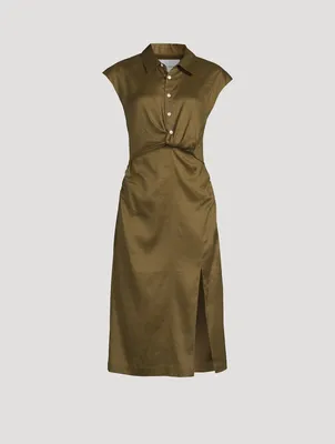 Twist-Front Midi Dress