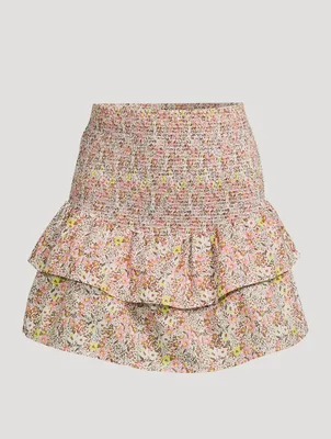 Nili Smocked Mini Skirt Floral Print