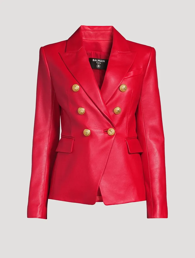 Leather Double-Breasted Blazer
