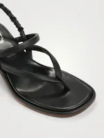Leather Heeled Slingback Thong Sandals