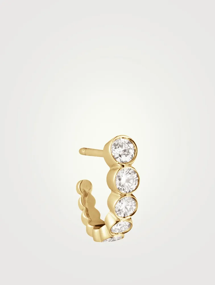 Petite Boucle Ensemble 18K Gold Diamond Hoop Earring
