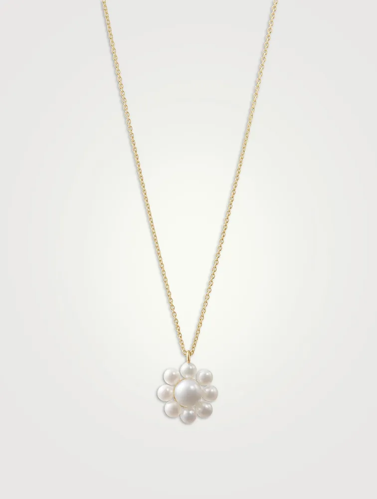 Margherita Simple 14K Gold Necklace With Pearl Flower Pendant