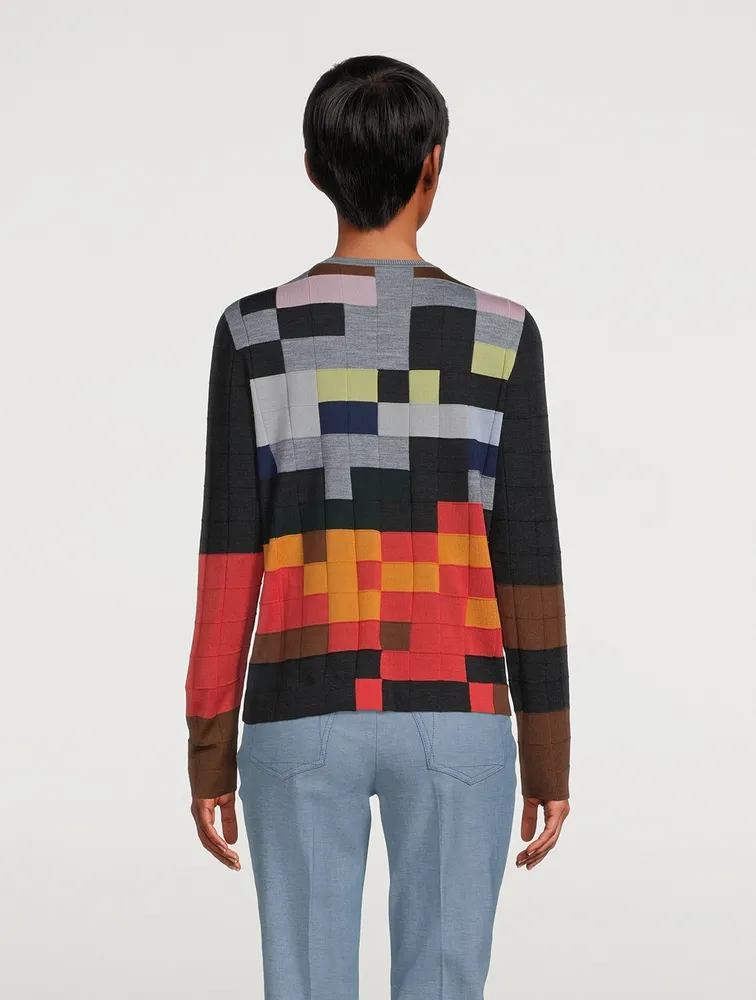 Abstract Intarsia Wool And Silk Sweater