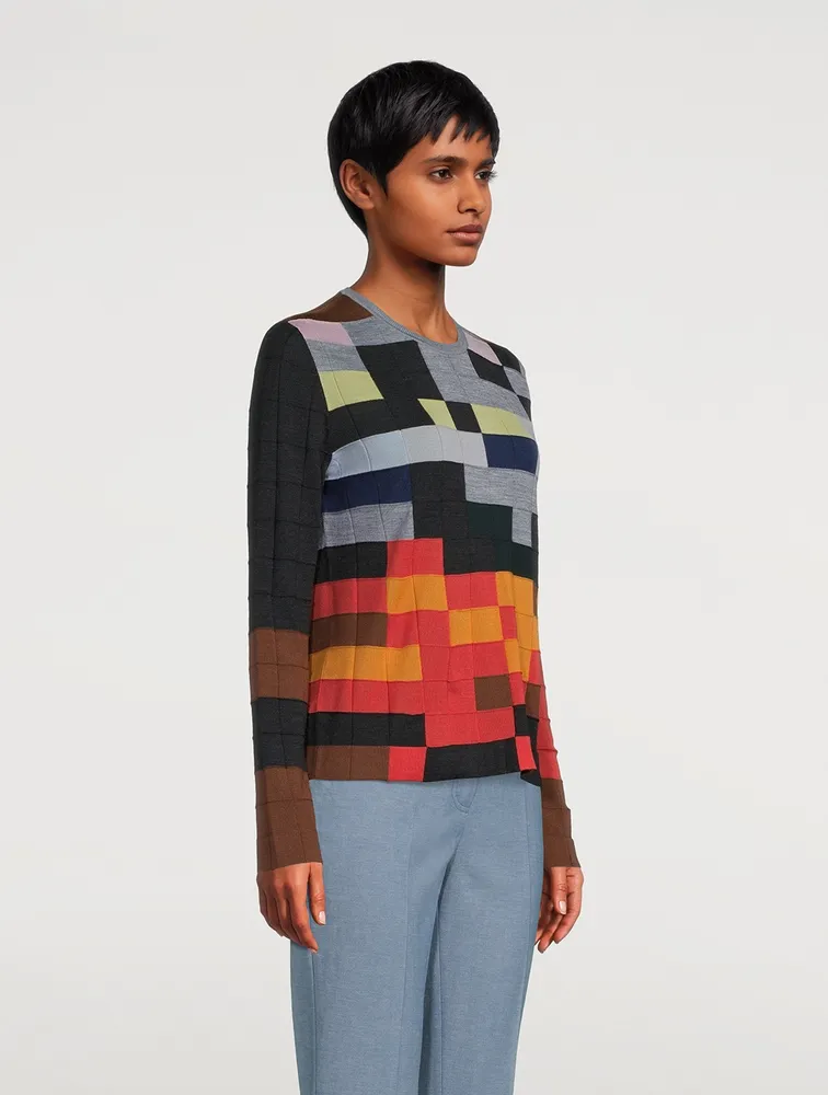 Abstract Intarsia Wool And Silk Sweater