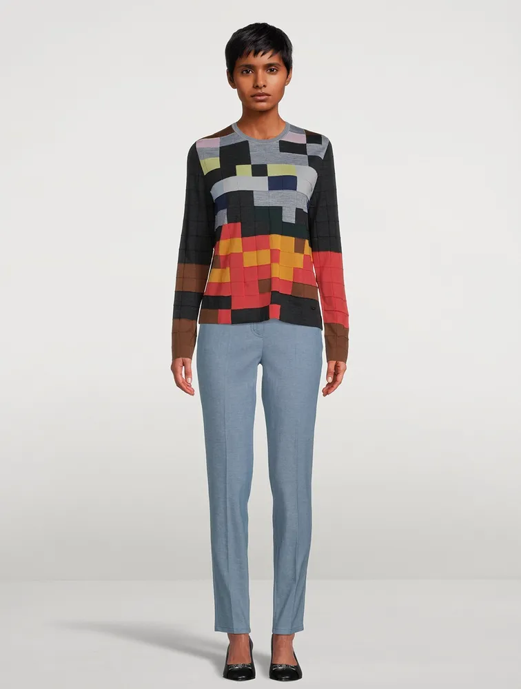 Abstract Intarsia Wool And Silk Sweater