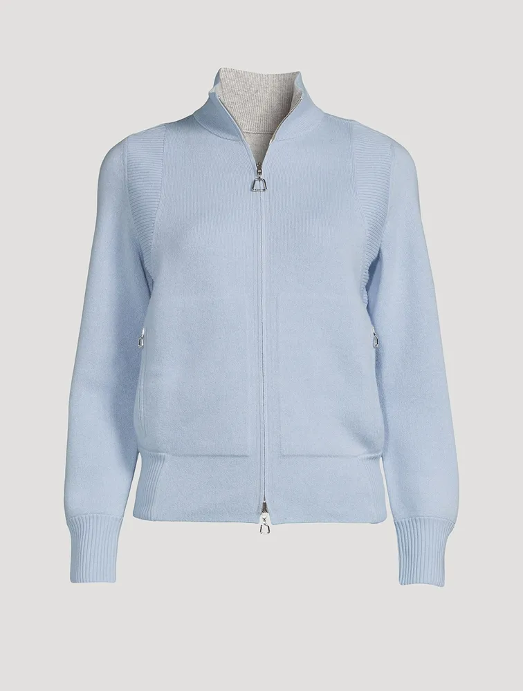 Reversible Cashmere Zip Cardigan