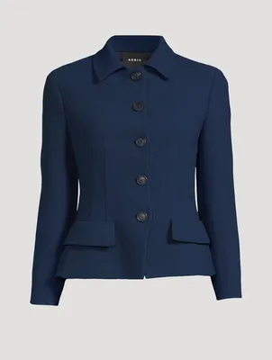 Cropped Three-Quarter Sleeve Wool Jacket