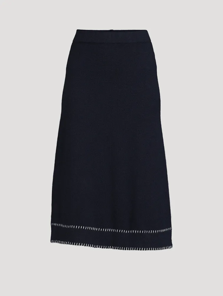 Adele Whipstitch Cashmere Midi Skirt