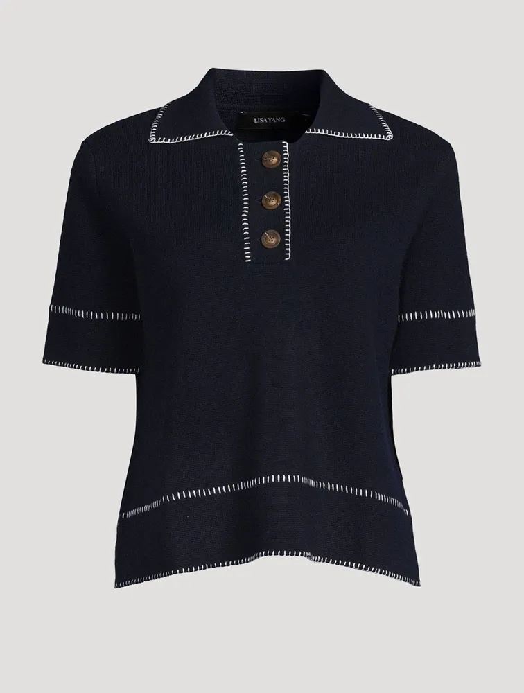 Bobby Whipstitch Cashmere Polo Sweater
