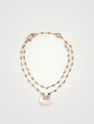 Yu Yi 18K Rose Gold Double Chain Bracelet With Mother-Of-Pearl And Diamonds