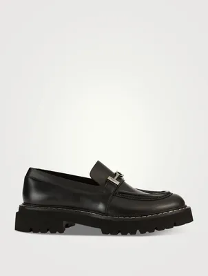 Leather Loafers With Gancini Ornament