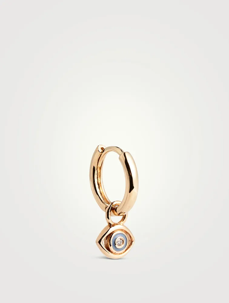 14K Gold Evil Eye Huggie Hoop Earring