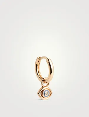 14K Gold Evil Eye Huggie Hoop Earring