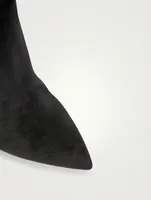 Suede Knee-High Boots With Padlock