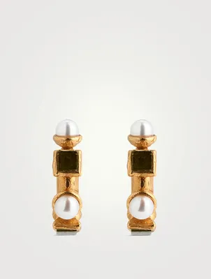 The Traveller's Path Earrings With Pearl And Tourmaline